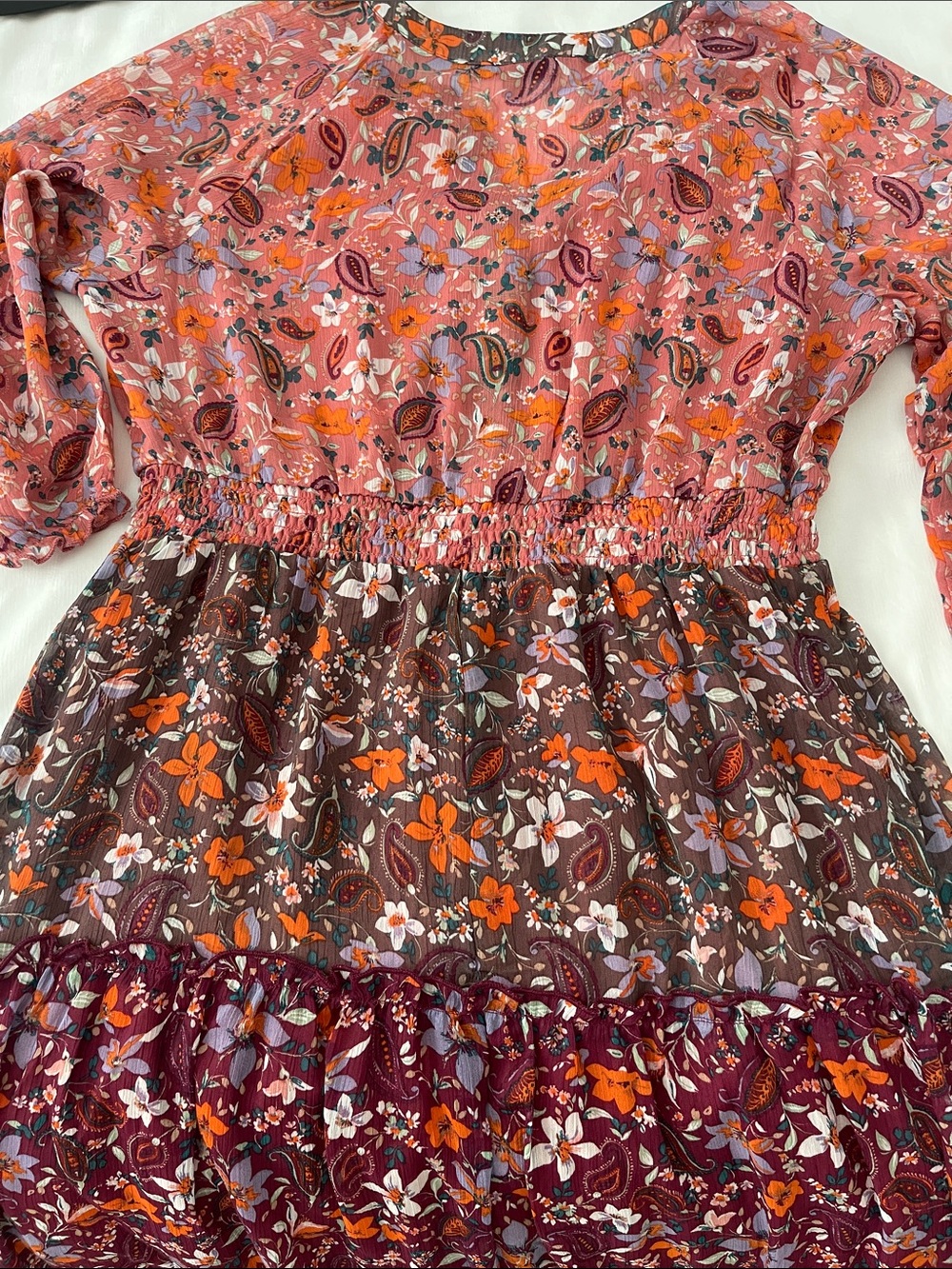 Anthropologie Rust Multi-Print Tiered Maxi Dress - Picture 11 of 12